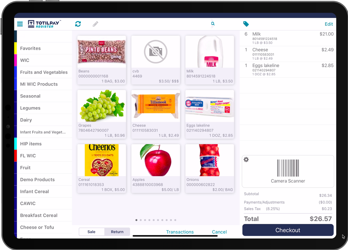 TotilPay_Register Image of iPad with sample visual of TotilPay Register
